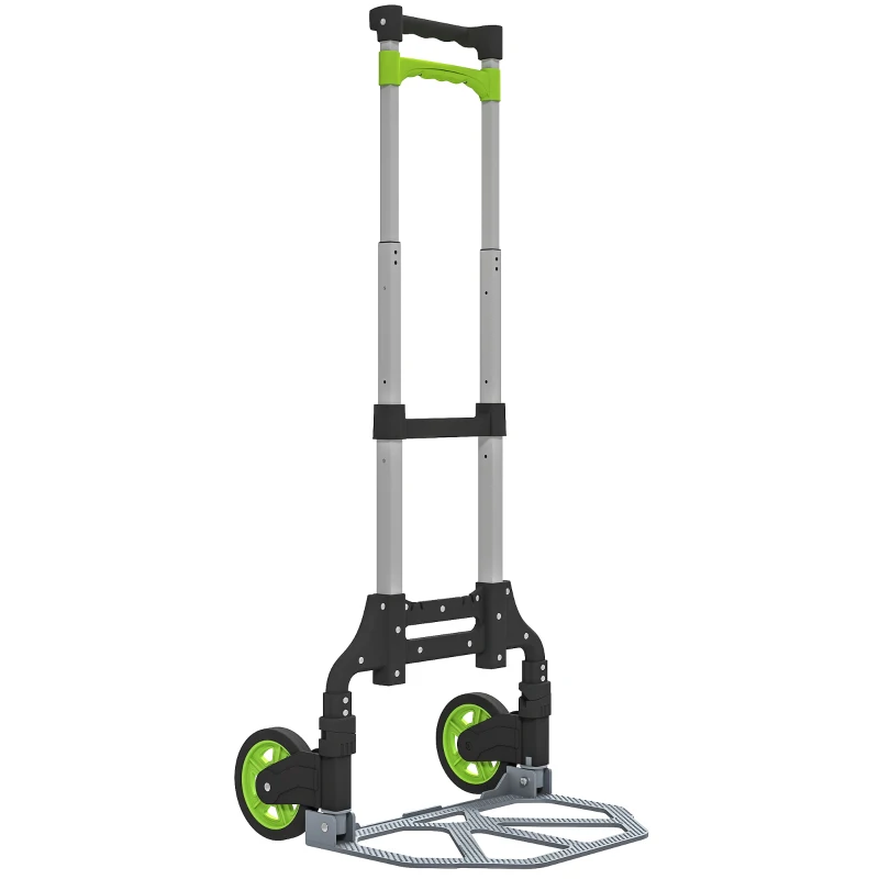 HOMCOM Carrello Portapacchi Pieghevole Capacità 70 kg con Maniglia Telescopica in Alluminio, Argento