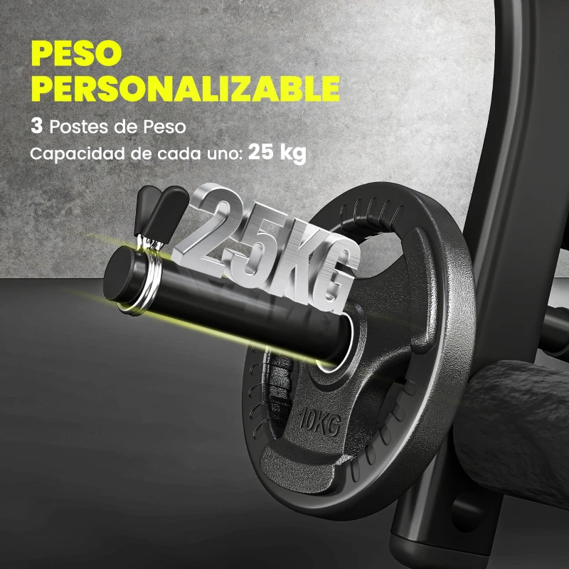 HOMCOM Banco de Pesas Multifuncional Banco de Musculación Reclinable con Altura Ajustable para Fitness Entrenamiento Completo en Gimnasio y Casa Carga 250 kg 175x110x202 cm Negro
