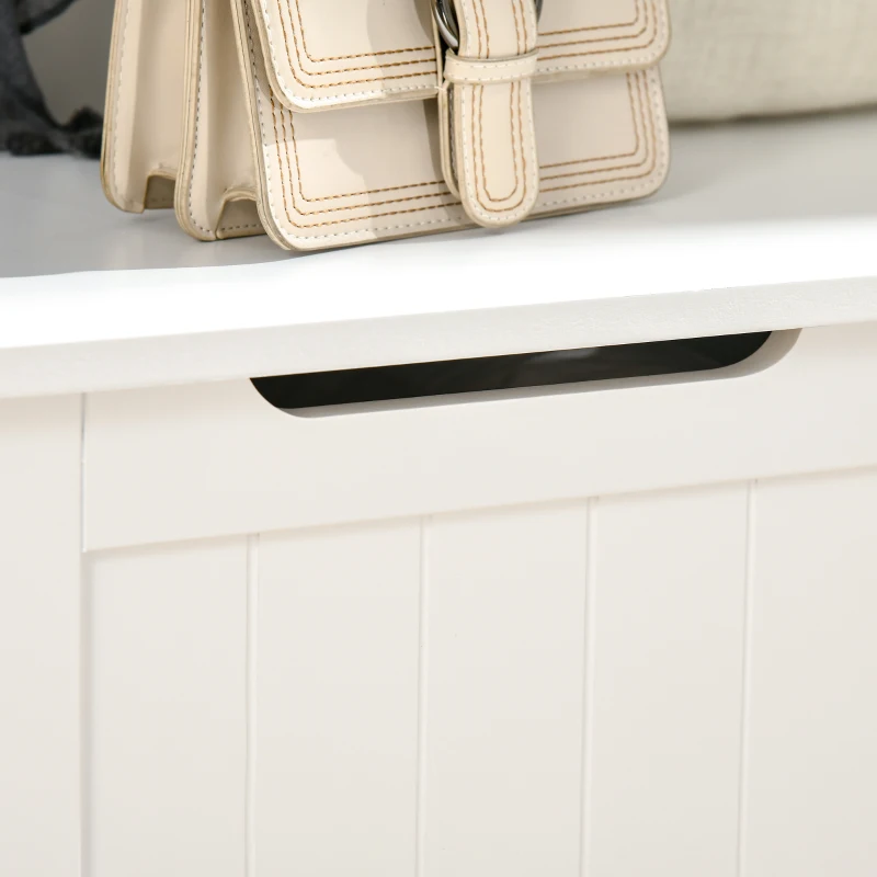HOMCOM Appendiabiti da Terra Moderno 3 in 1 con 4 Ganci, Panca Contenitore e Attaccapanni, Salvaspazio Mobile da Ingresso, Corridoio, Camera da Letto in Legno, 71.5x39.5x170 cm, Bianco