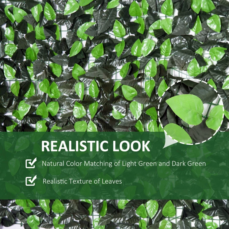 Outsunny Artificial Leaf Hedge Screen Privacy Fence Panel for Garden Outdoor Indoor, 3x1 m, Light Green and Dark Green