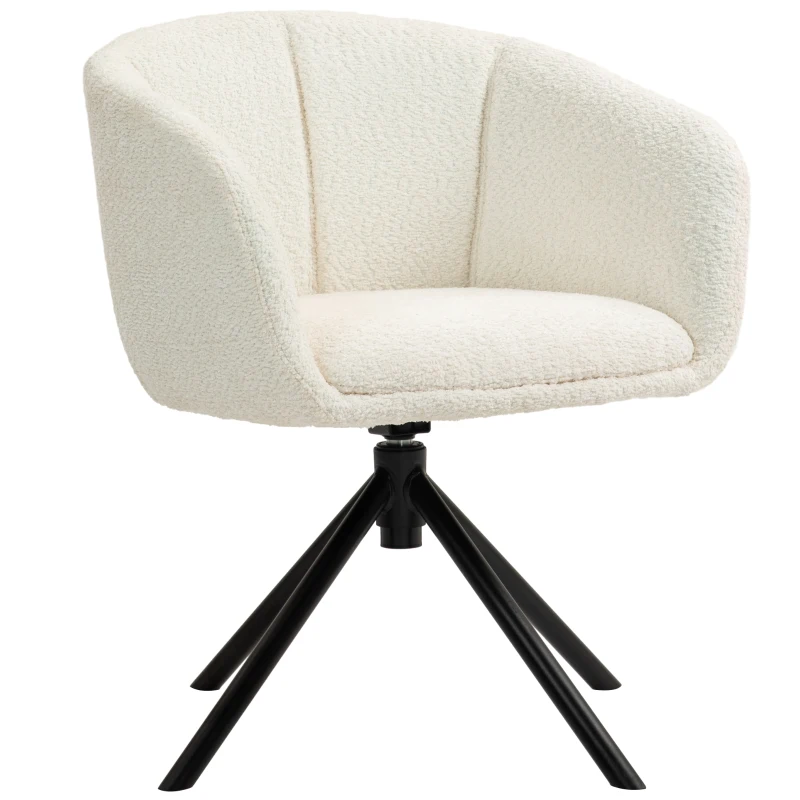 HOMCOM Fauteuil de salon pivotant 360°, fauteuil de chambre avec assise rembourrée, 58,5 x 59 x 78,5 cm, crème