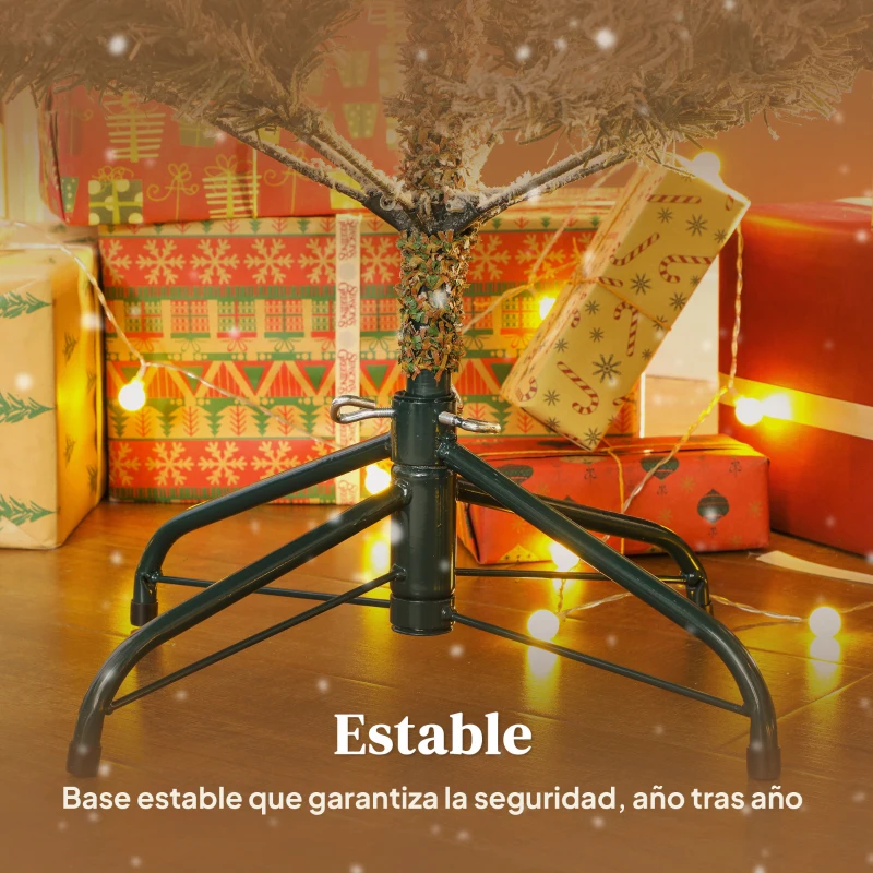 HOMCOM Árbol de Navidad Nevado 150 cm con 828 Ramas Base Plegable Diseño por Secciones Fácil de Montar