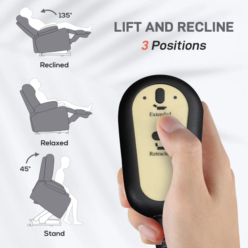 HOMCOM Electric Rise/Recline Armchair, with Reading Light - Grey