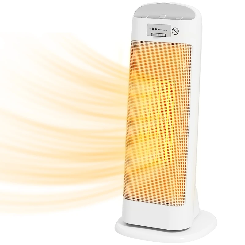 HOMCOM Chauffage d'appoint en céramique 2000 W, radiateur électrique soufflant 4 modes, thermostat réglable, 20x20x49cm, blanc