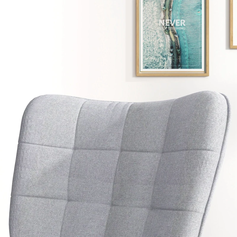 HOMCOM Poltrona Baloiço com Apoio para os Pés Poltrona Relax com Almofada Acolchoada e Anti-Tombo 64x89x90 cm Cinzento