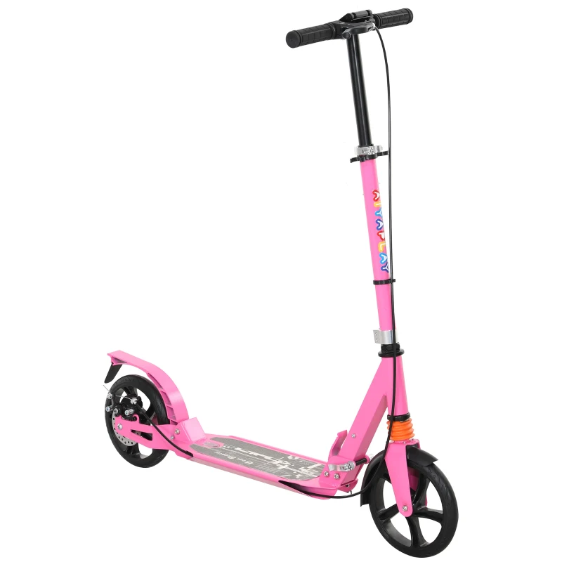 AIYAPLAY kinderstep met verstelbare handvatten, inklapbare kinderstep voor kinderen 6-12 jaar 94 x 36 x 88-103 cm Roze