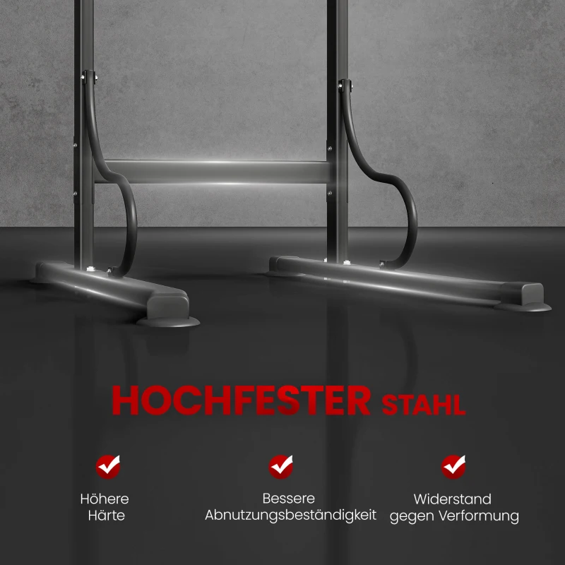 HOMCOM Power Tower verstelbaar Dipstation met optrekstang, zuignappen krachtstation voor thuis