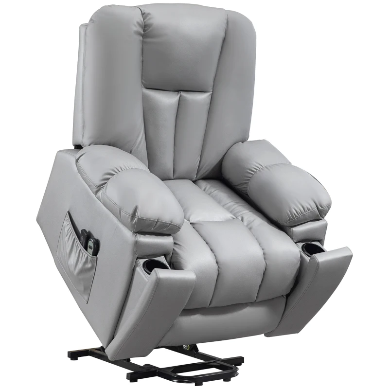HOMCOM Leathaire Eight Massage Point Armchair, with Reclining Back - Charcoal Grey