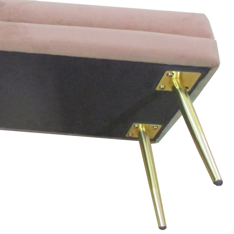 HOMCOM Sitzbank Polsterbank, mit Stauraum, Stahl, 100 x 37,5 x 42 cm, Rosa(m-9)
