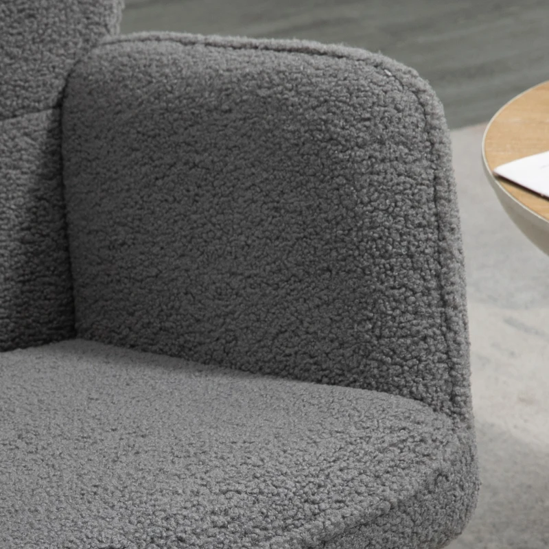HOMCOM Accent Rocking Chair, Upholstered Berber Fleece Nursery Glider Rocker, Modern Armchair, Wingback Chair for Living Room and Bedroom, Dark Grey(m-8)
