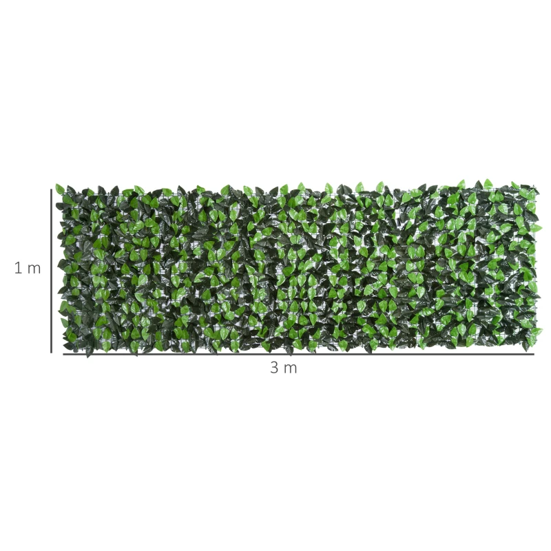 Outsunny Artificial Leaf Hedge Screen Privacy Fence Panel for Garden Outdoor Indoor, 3x1 m, Light Green and Dark Green