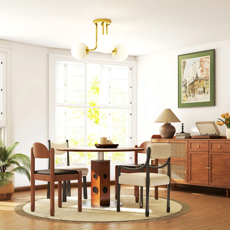 HOMCOM Lámpara de Techo Vintage con 3 Puntos de Luz Casquillos G9, 42x42x26.5 cm, Oro