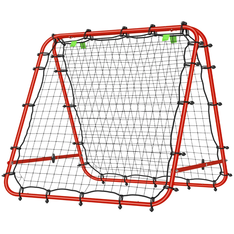 HOMCOM Double Sided Football Rebounder Net, Football Rebound Goal with Five Adjustable Angles, Red