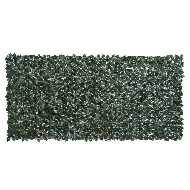 Outsunny Edere Finte, Siepe Artificiale 150x300 cm in PE Anti-UV, Siepe Finta per Recinzioni con Foglie, Verde Scuro