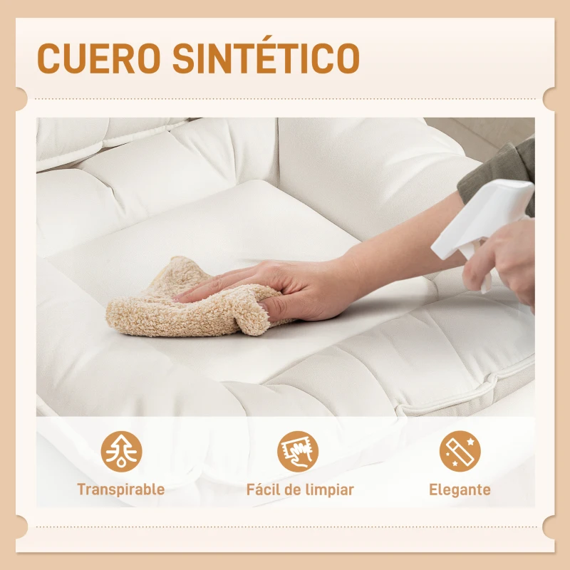 HOMCOM Silla de Oficina Piernas Cruzadas con Asiento Ancho Ruedas Altura Ajustable Doble Acolchado Función Basculante Gris