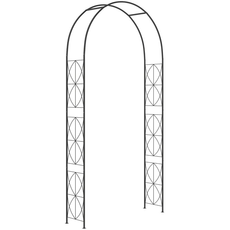 Outsunny Rosenbogen aus Metall Rankhilfe für Kletterpflanzen Gartenbogen mit Spitze Metallstruktur Torbogen Rankbogen für Rosen Bögen Rankgitter Rosenhilfe für Garten 114 x 30 x 230 cm Schwarz