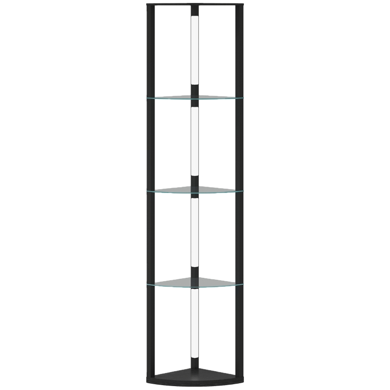 HOMCOM LED Floor Lamp with Shelves, Dimmable Standing Lamp with Foot Switch for Living Room, Bedroom, Black