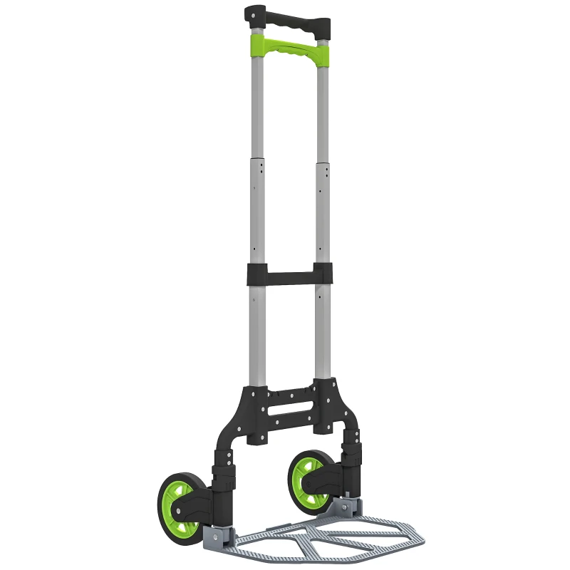 HOMCOM Carrello Portapacchi Pieghevole Capacità 70 kg con Maniglia Telescopica in Alluminio, Argento