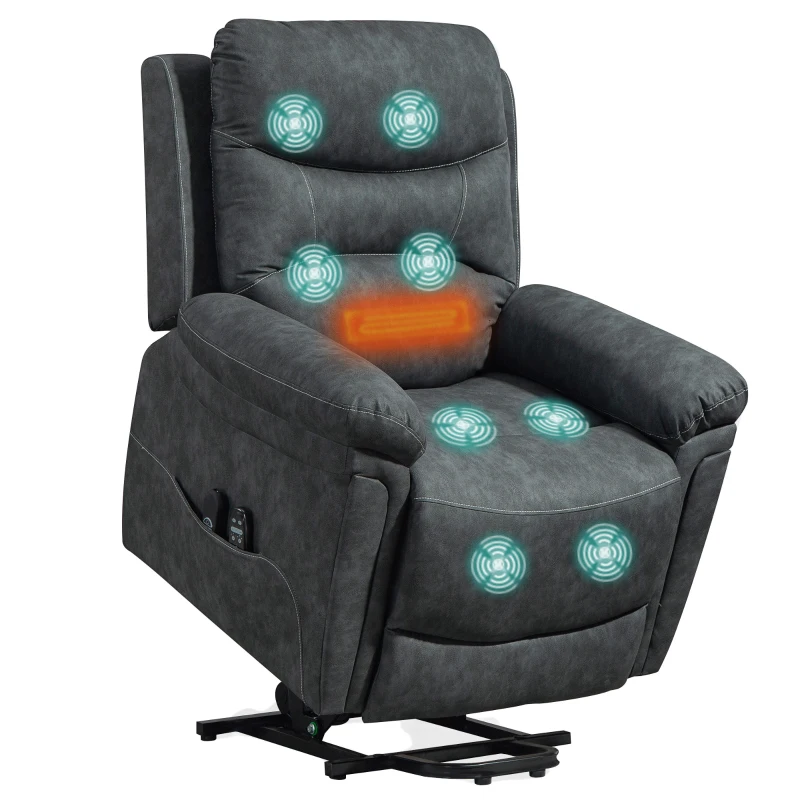 HOMCOM Power Lift Recliner Chair with Vibration Massage, Heat, USB - Grey