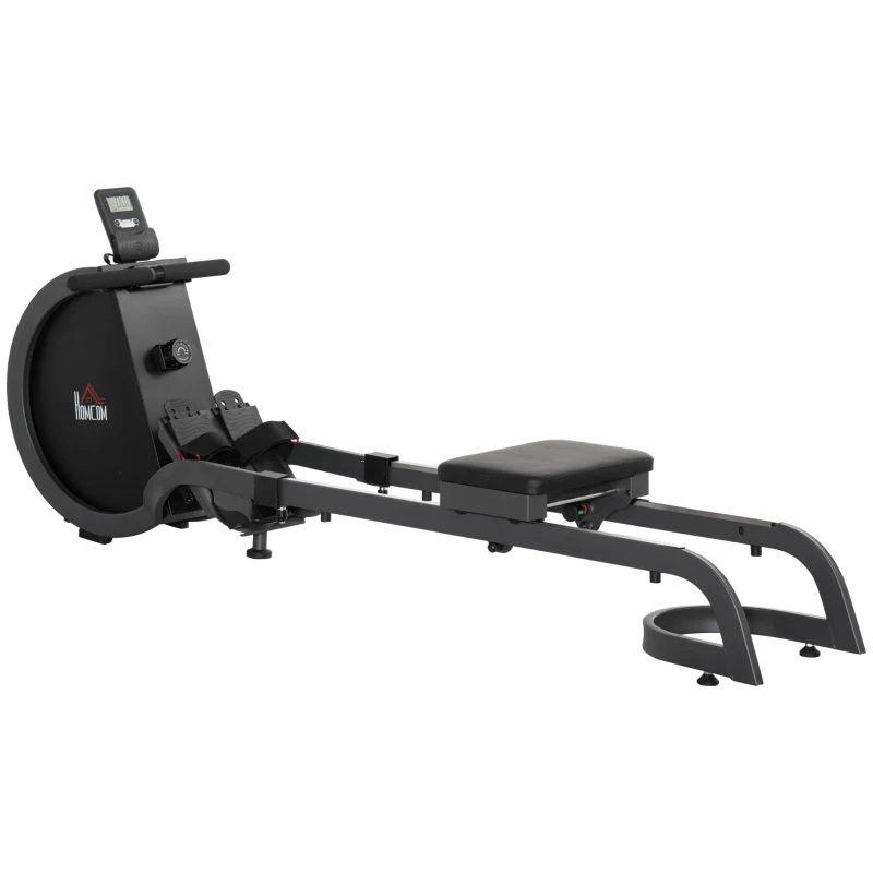 HOMCOM Folding Rowing Machine with 16-Level Adjustable Magnetic Resistance, Aluminium Side Rail, Digital Monitor, Cardio Workout Rower, 130kg Weight Capacity for Home, Gym, Office