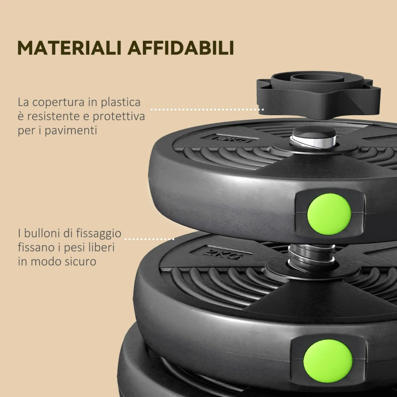 SPORTNOW Set 2 in 1 con 2 Manubri Convertibili in Bilanciere, Peso Totale 30 kg e Dischi Pesi Regolabili, Nero