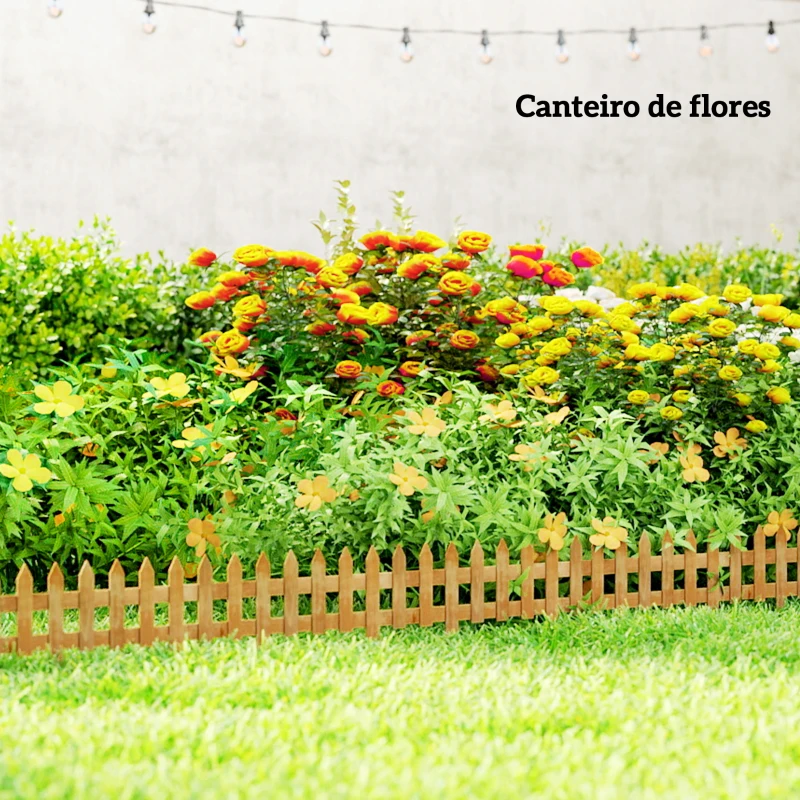 Outsunny Cercas de Madeira para Jardim com 12 Painéis 50x34 cm Cercas Decorativas para Exterior Fáceis de Instalar Madeira