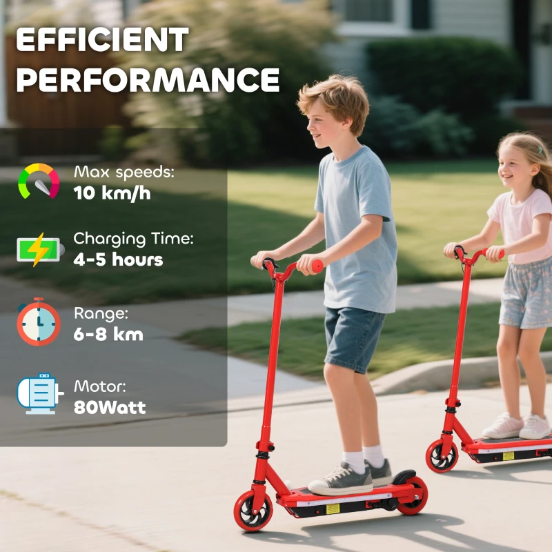 AIYAPLAY Electric Scooter for Kids 6-14 Years, with Colourful Lights, Red