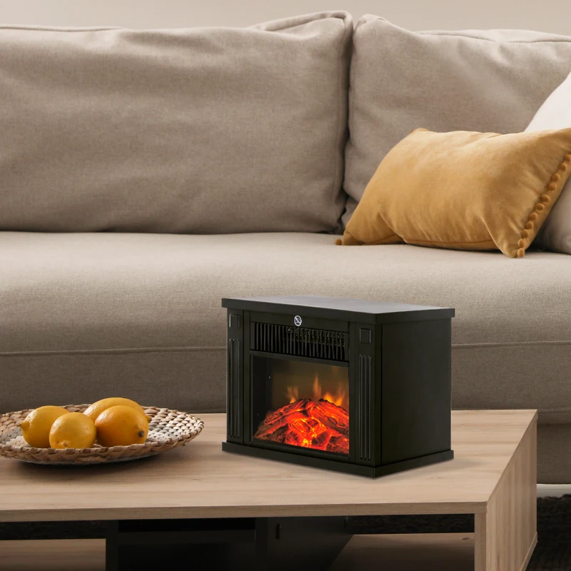 HOMCOM Elektrische kachel haardkachel 1200 W elektrisch werkende kachel vrijstaande kachel vlameffect(m-10)