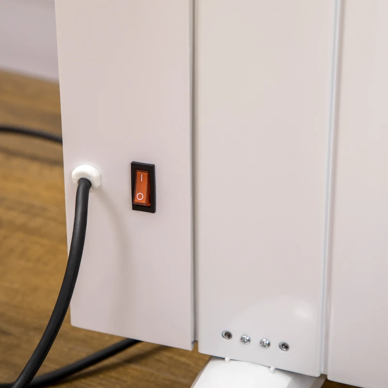 HOMCOM elektrische verwarming met wielen, 9 voorgeïnstalleerde modi, wandmontage mogelijk, 5-35° C, wit, 75 x 7,5 x 58,5 cm(m-10)