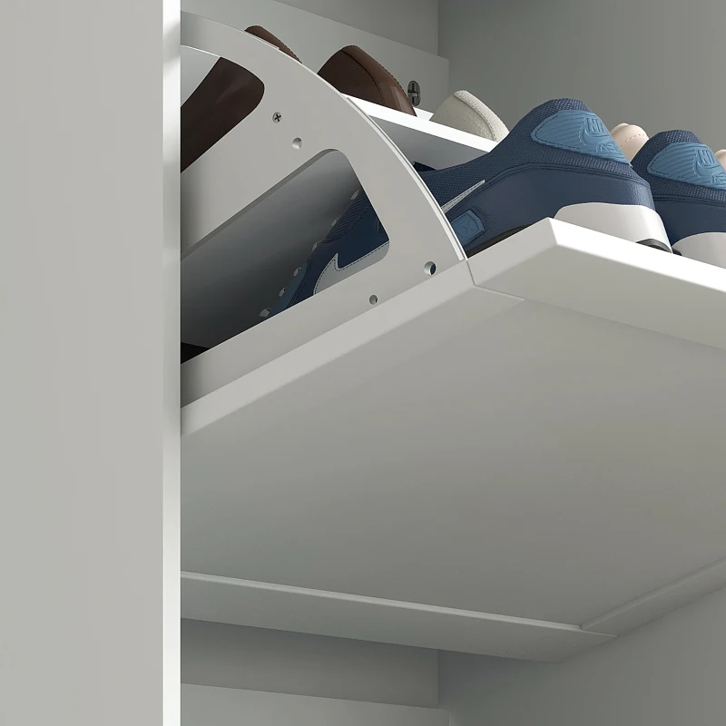 HOMCOM Mueble Zapatero Moderno con 3 Cajones Abatibles y Estantes Ajustables para 18 Pares de Zapatos 60x23,5x115 cm Blanco