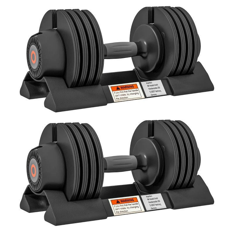 SPORTNOW Set de Gantere Reglabile, Set de Greutăți 4-în-1 cu Suport și Mâner Antiderapant, 33x16x16 cm, Negru