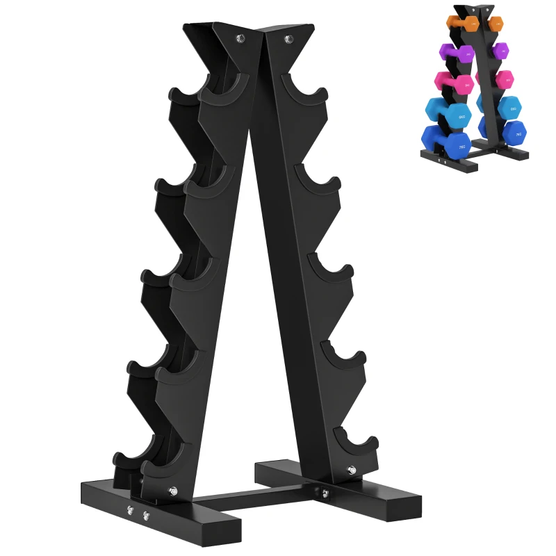 SPORTNOW Soporte de Almacenamiento para Mancuernas de Acero para Entrenamiento en Gimnasio Hogar Carga 100 kg 35x33x66 cm Negro