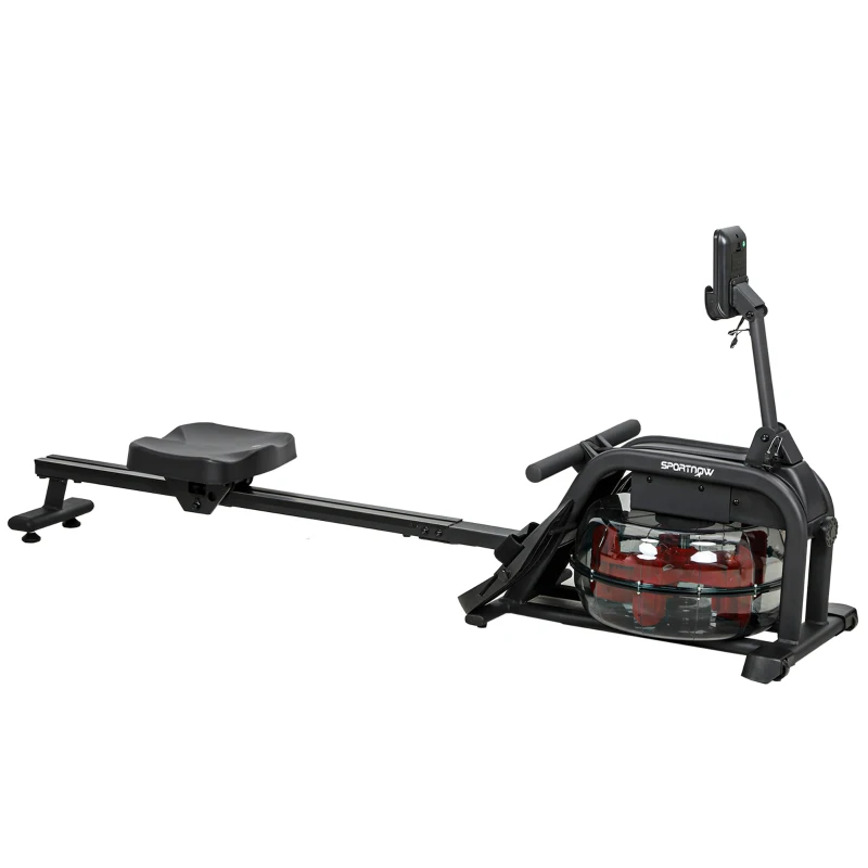 SPORTNOW Rudergerät für Training, Rudermaschine mit 6-11 L Wassertank, LCD-Monitor, Handyhalter, 135 kg Tragfähigkeit, Stahl, Schwarz