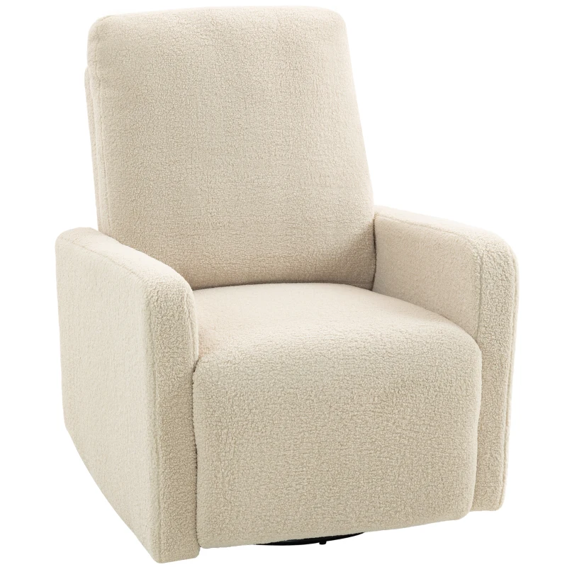 HOMCOM Recliner-Sessel, Entspannungssessel mit Fleece-Bezug, verstellbare Rückenlehne, Polstersessel, Stahl, Beige