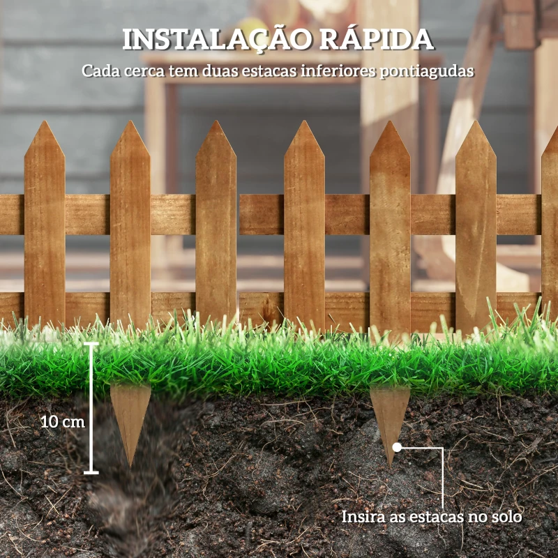 Outsunny Cercas de Madeira para Jardim com 12 Painéis 50x34 cm Cercas Decorativas para Exterior Fáceis de Instalar Madeira