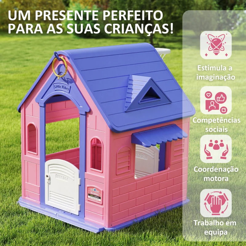 AIYAPLAY Casa de Jogos para Criaanças com Lançamento de Aros e Cesta de Basquetebol 132x118x124 cm Rosa e Roxo