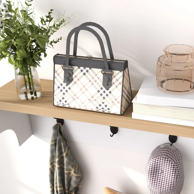 HOMCOM 2-in-1 Flurmöbel-Set Wandgarderobe mit Schuhbank 3 Haken und 9 Fächern 75x30x50cm Weiß und Eiche