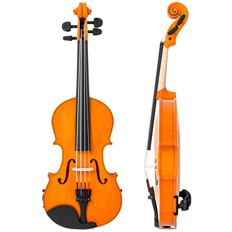 HOMCOM Violine 4/4, Holz-Set für Erwachsene und Anfänger, mit leichtem, tragbarem Etui, Bogen, Kolophonium, Steg und Schulterstütze, braun