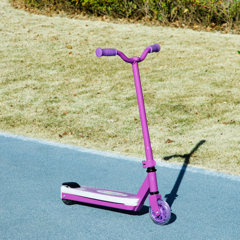 AIYAPLAY Electric Scooter for Kids Aged 4-7 Years, with Flashing LED Lights, Rear Auxiliary Wheels, Purple