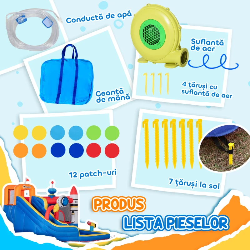 Outsunny 5 in 1 Castel gonflabil pentru copii mare pentru copii de 3-8 ani, 3.3x2.8x2 m
