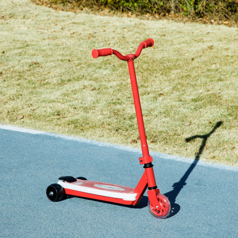 AIYAPLAY Electric Scooter for Kids Aged 4-7 Years, with Flashing LED Lights, Rear Auxiliary Wheels, Red