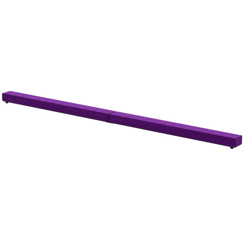 HOMCOM Opvouwbare Evenwichtsbalk, Antislip, Suède Bekleding, Stevig Hout, 210 x 10 x 6,5 cm, Paars