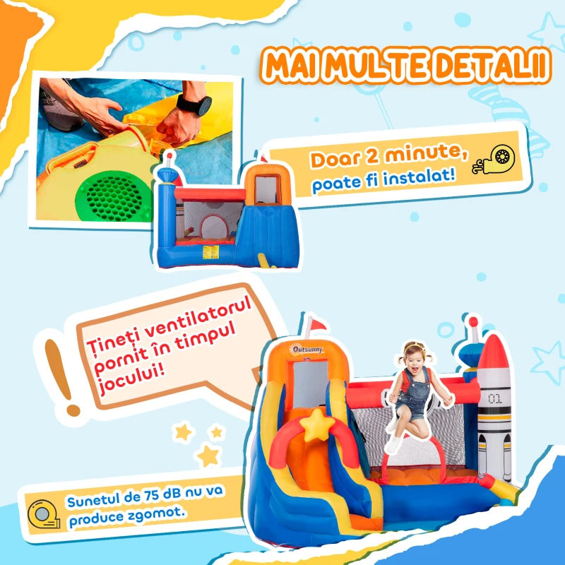 Outsunny 5 in 1 Castel gonflabil pentru copii mare pentru copii de 3-8 ani, 3.3x2.8x2 m