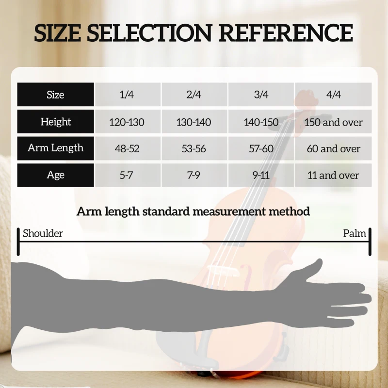 HOMCOM Violine 4/4, Holz-Set für Erwachsene und Anfänger, mit leichtem, tragbarem Etui, Bogen, Kolophonium, Steg und Schulterstütze, braun