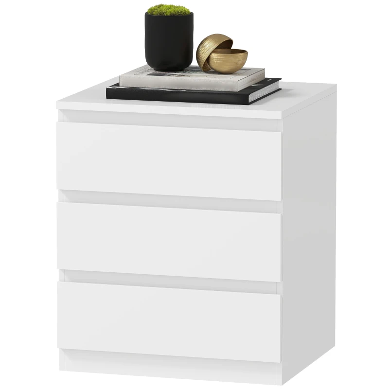 HOMCOM Cómoda com 3 Gavetas com Fecho Suave para Quarto Escritório Estilo Moderno 45x40x52,8 cm Branco
