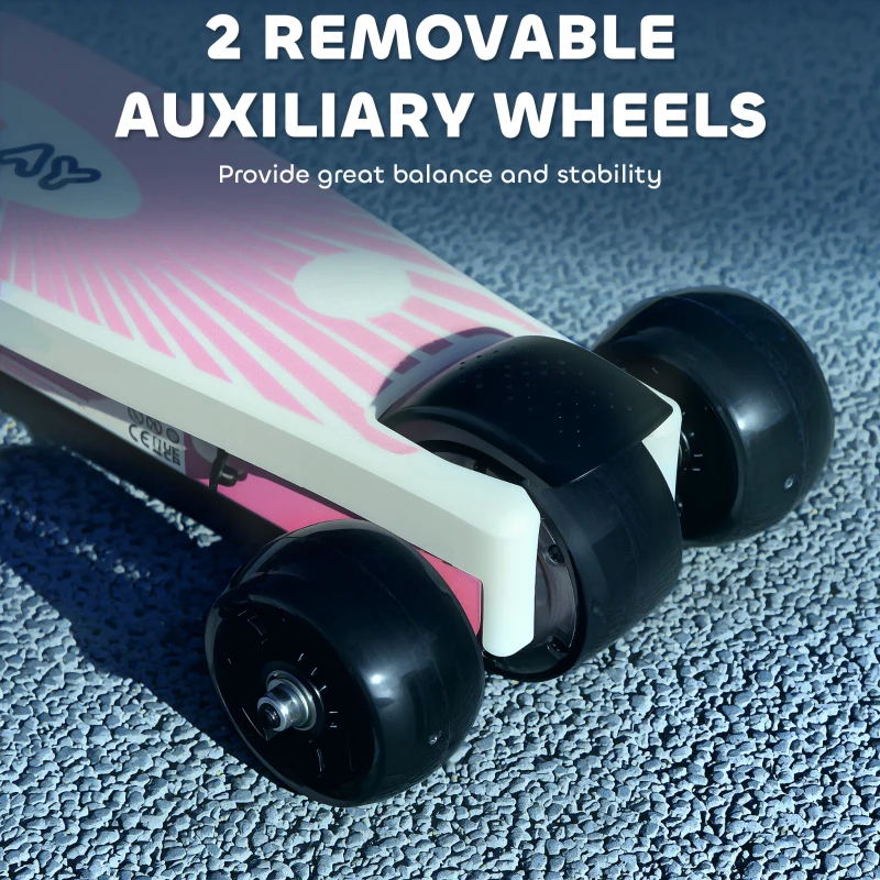 AIYAPLAY Electric Scooter for Kids Aged 4-7 Years, with Flashing LED Lights, Rear Auxiliary Wheels, Pink