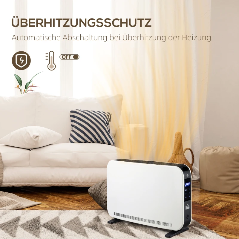 HOMCOM kachel luchtverhitter 2180 W elektrische kachel LED-licht met 3 niveaus warm 24-uurs timer kachel verwarming warmte staal kunststof wit 60 x 18.5 x 39.5 cm(m-4)