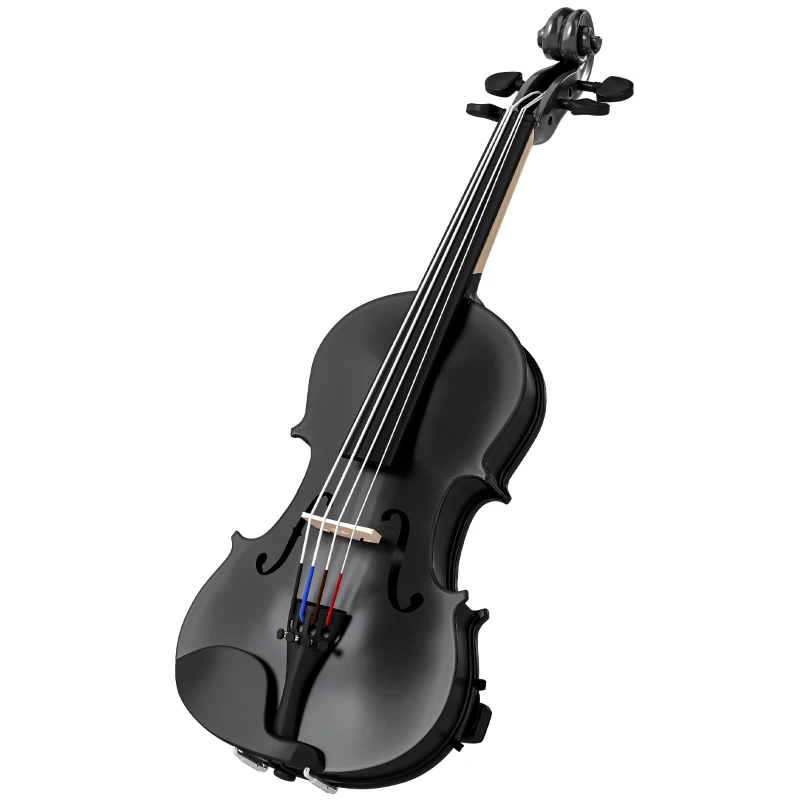 HOMCOM Violín 4/4 de Tamaño Completo de Madera con Estuche Arco Colofonia Afinadores Cuerdas y Soporte para Hombro Negro