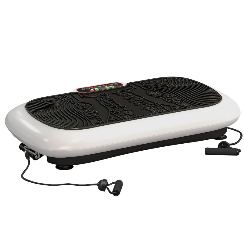 HOMCOM Vibrationsplatte mit 99 Stufen, 2 Fitnessbändern 73 x 40 x 13cm Weiß+Schwarz