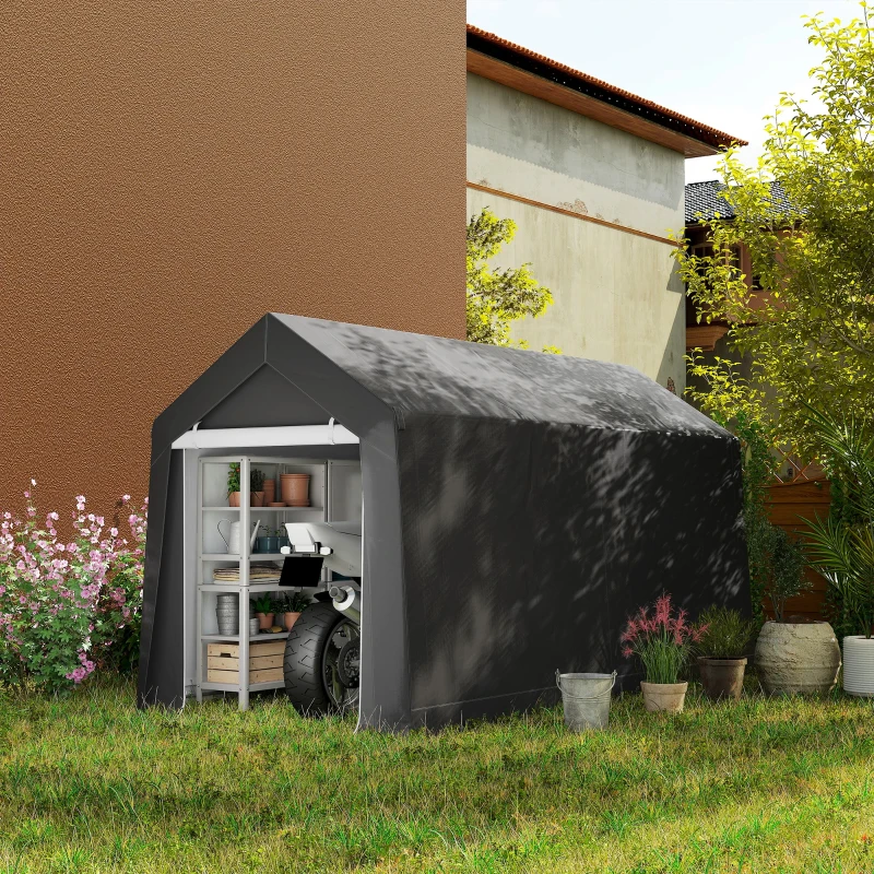 Outsunny Wetterfestes Gartenzelt, UV-beständig, Belüftungsfenster, Stahlrahmen, 210x360x235 cm, Dunkelgrau(m-2)